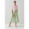 LK Bennett Lena Mint Green Cotton Wide Leg Cropped Trousers