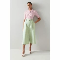 LK Bennett Lena Mint Green Cotton Wide Leg Cropped Trousers -LK Bennett Shop unnamed file 2946