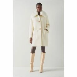 LK Bennett Cream Aster Wool-Blend Bouclé Faux Fur Collar Coat -LK Bennett Shop unnamed file 2977