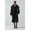 LK Bennett Jodie Black Wool Blend Faux Fur Cuff Coat