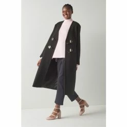 LK Bennett Cassius Black Recycled Wool Collarless Coat -LK Bennett Shop unnamed file 2989