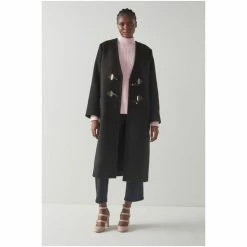 LK Bennett Cassius Black Recycled Wool Collarless Coat -LK Bennett Shop unnamed file 2991