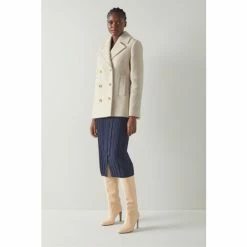 LK Bennett Cream Anouk Recycled Wool Peacoat