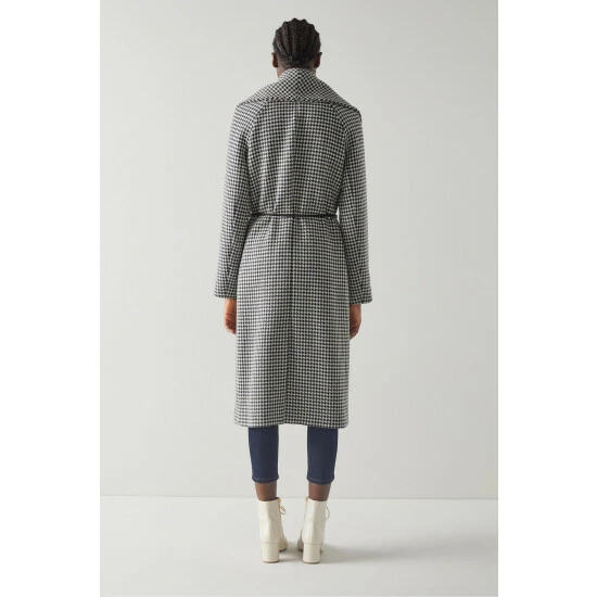 LK Bennett Manon Blue Houndstooth Wool Blend Coat 2 LK Bennett Manon Blue Houndstooth Wool Blend Coat - Image 2