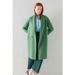 LK Bennett Green Eden Double-Faced Wool Coat