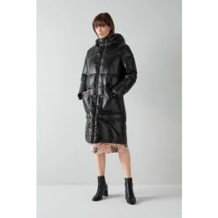 LK Bennett Black Avoriaz Shiny Puffer Coat