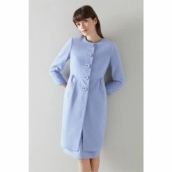 LK Bennett Blue Georgia Lavender Crepe Frock Coat