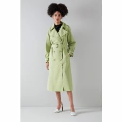 LK Bennett Mint Green Andie Cotton Trench Coat