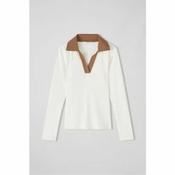 LK Bennett Cream Diana Ribbed Jersey Open Collar Top -LK Bennett Shop unnamed file 3096