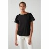 LK Bennett Hannah Cotton Lace Trim T-Shirt Black