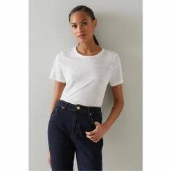 LK Bennett White Linen T-Shirt