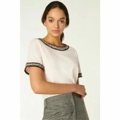 LK Bennett Black Adalyn T-Shirt With Tweed Trim