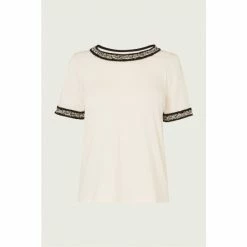 LK Bennett Black Adalyn T-Shirt With Tweed Trim -LK Bennett Shop unnamed file 3141