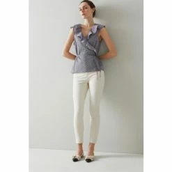 LK Bennett Blue Nimes Gingham Frill Detail Wrap Top -LK Bennett Shop unnamed file 3162