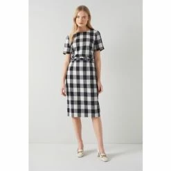 LK Bennett Blue Maren Large Check Top