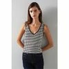 LK Bennett Jasmine Black Gingham Jacquard Knit Vest