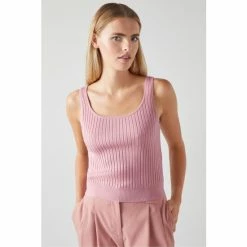 LK Bennett Pink Monmouth Ribbed Merino Wool Vest