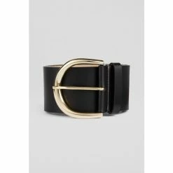 LK Bennett Bea Leather Wide Black Belt