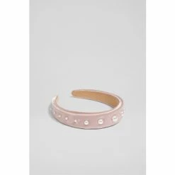 LK Bennett Sadie Pink Satin And Pearl Headband