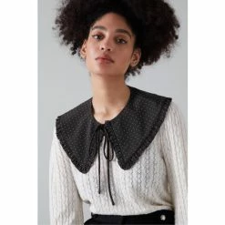 LK Bennett Dolly Polka Dot Scallop Collar White