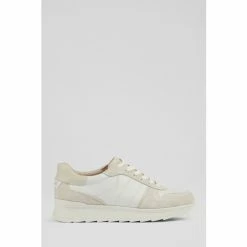 LK Bennett Natural Tatiana Leather And Suede Trainers