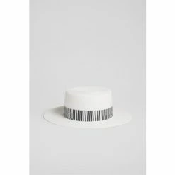 LK Bennett Dina White And Navy Blue Raffia Boater Hat -LK Bennett Shop unnamed file 3311