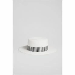LK Bennett Dina White And Navy Blue Raffia Boater Hat -LK Bennett Shop unnamed file 3313