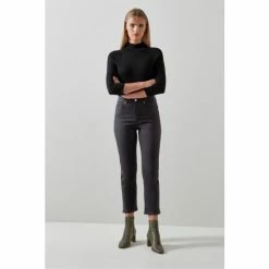 LK Bennett Ella Black Denim Straight Leg Jeans