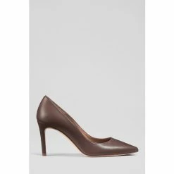 LK Bennett Brown Floret Leather Pointed Court Shoes