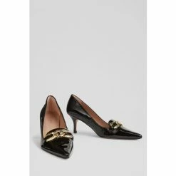 LK Bennett Anna Black Patent Leather Hammered Gold Chain Courts -LK Bennett Shop unnamed file 343