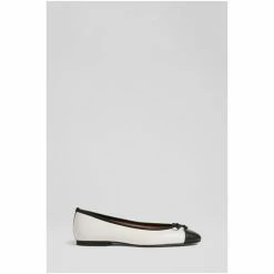 LK Bennett Kara White Leather Toe Cap Ballerina Flats -LK Bennett Shop unnamed file 380