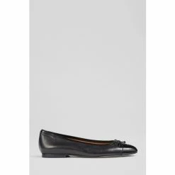 LK Bennett Kara Black Leather And Patent Toe Cap Ballerina Flats