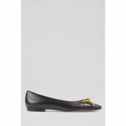 LK Bennett Black Charlotte Snaffle Flats With Piping