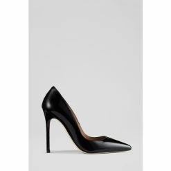 LK Bennett Monroe Black Patent Leather Pointed Toe Court Shoes