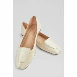 LK Bennett Willow Croc-Effect Leather Square Toe Flats Cream -LK Bennett Shop unnamed file 522