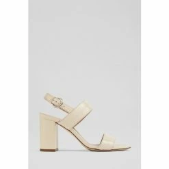 LK Bennett Cream Raya Croc-Effect Leather Sandals
