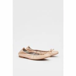 LK Bennett Trilly Brown Crinkled Patent Ballerinas