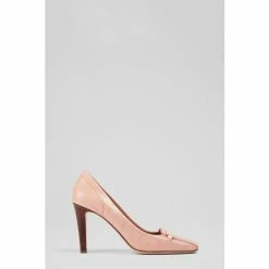 LK Bennett Franziska Pink Croc-Effect Leather Square Toe Courts