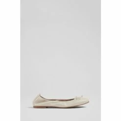 LK Bennett Trilly Cream Leather Ballerina Pumps