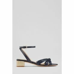 LK Bennett Blue Peyton Leather Espadrille Heel Strappy Sandals