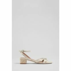 LK Bennett Peyton White Leather Espadrille Heel Strappy Sandals