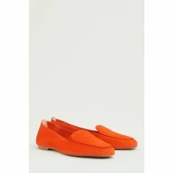 Lk Bennett Orange Tina Suede Square Toe Flats -LK Bennett Shop unnamed file 696