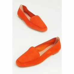 Lk Bennett Orange Tina Suede Square Toe Flats -LK Bennett Shop unnamed file 697
