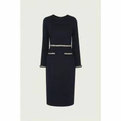 LK Bennett Blue Vinnie Mono Fray Trim Fitted Dress -LK Bennett Shop unnamed file 728