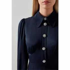 LK Bennett Navy Blue Mira Crepe Long Sleeve Tea Dress -LK Bennett Shop unnamed file 733
