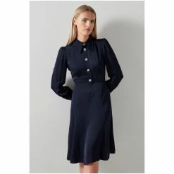 LK Bennett Navy Blue Mira Crepe Long Sleeve Tea Dress -LK Bennett Shop unnamed file 734