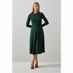 LK Bennett Forest Green Maria Fit And Flare Ecovero™ Dress