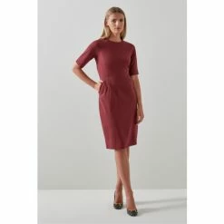 LK Bennett Red Liya Cabernet Lenzing™ Ecovero™ Dress