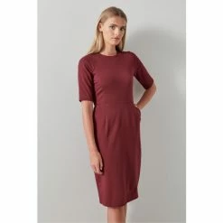 LK Bennett Red Liya Cabernet Lenzing™ Ecovero™ Dress -LK Bennett Shop unnamed file 743