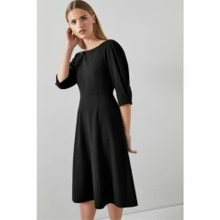LK Bennett Black Lemoni Crepe Fit And Flare Dress